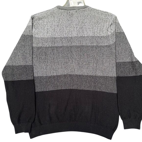 Calvin Klein Men’s Black Gray Striped Knit Pullover Sweater Sz L NWT 100% Cotton - Picture 3 of 15